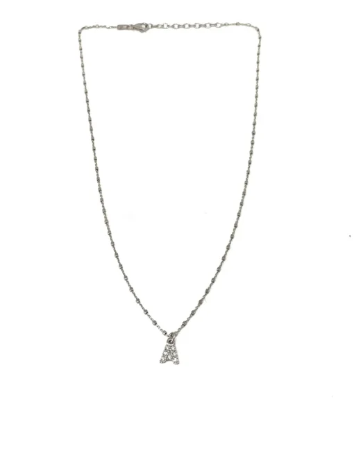 Collana Cubetti e Lettera COLORE ARGENTO Bianco LETTERA lettera A