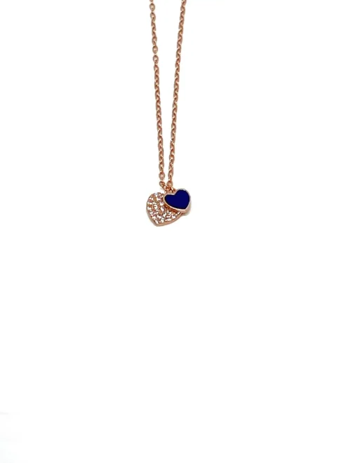 Collana Cuore Doppio Smalto e Zirconi COLORE SMALTO blu