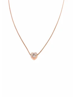 Collana Cuore Spesso di Zirconi COLORE ARGENTO Rosè COLORE ZIRCONI zirconi bianchi