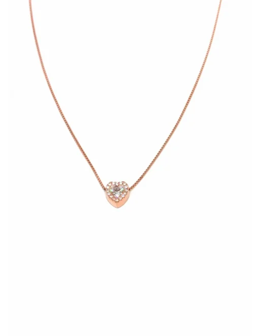 Collana Cuore Spesso di Zirconi COLORE ARGENTO Rosè COLORE ZIRCONI zirconi bianchi