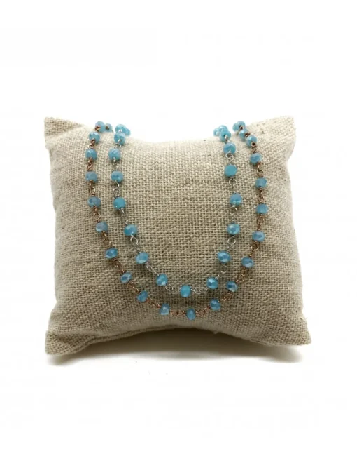 Collana di Cristalli Azzurro Chiaro COLORE ARGENTO Bianco