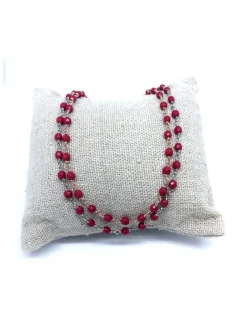 Collana di Cristalli Color Corallo COLORE ARGENTO Rosè