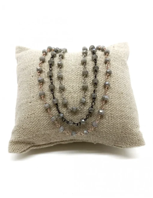 Collana di Cristalli Grigi COLORE ARGENTO Bianco
