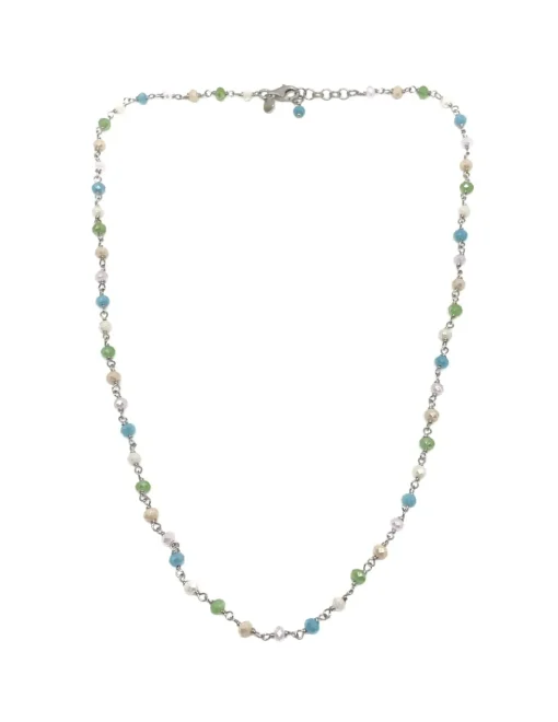Collana di Cristalli Multicolor Rosa base Bianca