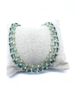 Collana di Cristalli Verde Chiaro COLORE ARGENTO Bianco