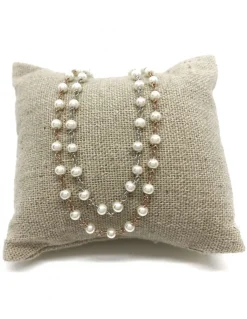 Collana di Perline COLORE ARGENTO Bianco