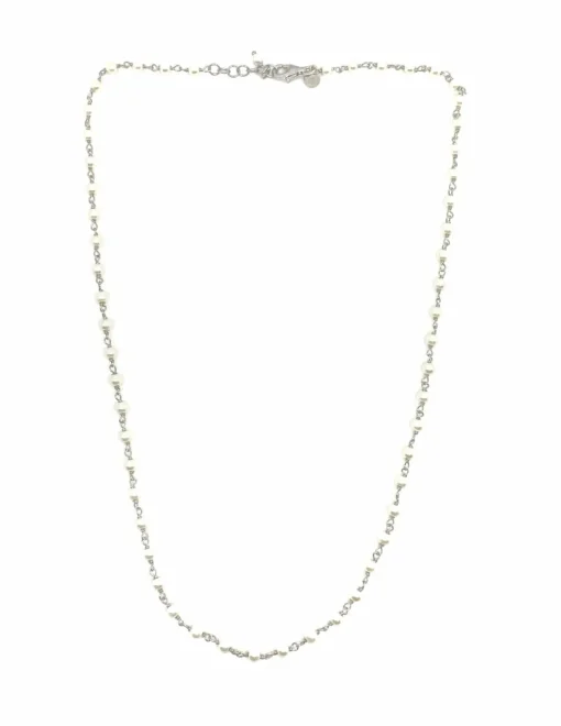 Collana di Perline COLORE ARGENTO Bianco