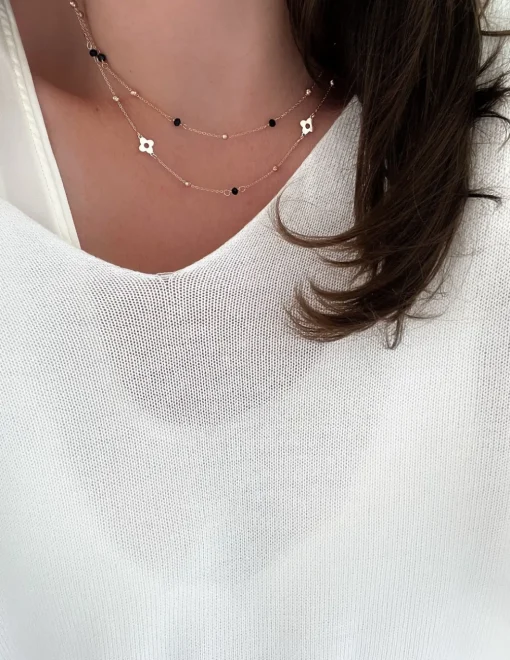 Collana Doppia e Fiori Passanti COLORE CRISTALLI cristalli bianchi