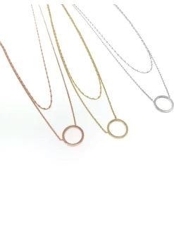Collana Doppia e Tondo a Filo COLORE ARGENTO Bianco