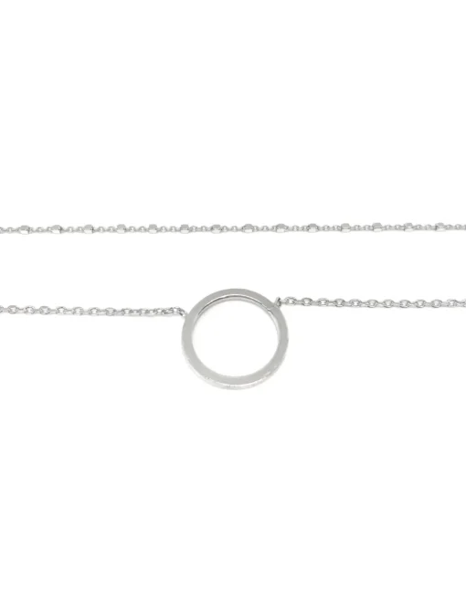 Collana Doppia e Tondo a Filo COLORE ARGENTO Bianco