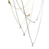 Collana Doppia Maglia Rettangolare Mini e Cuori COLORE ARGENTO Dorato