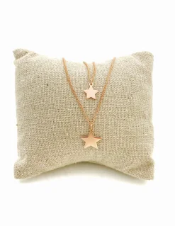 Collana Doppia Stelle Pendenti COLORE ARGENTO Rosè