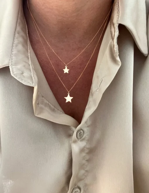Collana Doppia Stelle Pendenti COLORE ARGENTO Rosè