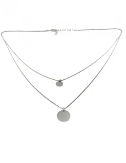 Collana Doppia Tondini Pendenti COLORE ARGENTO Bianco