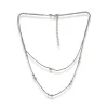 Collana doppio filo con Perla e Zirconi COLORE ARGENTO Bianco