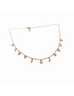 Collana Fulmine Cuore e Stella di Zirconi COLORE ZIRCONI zirconi bianchi