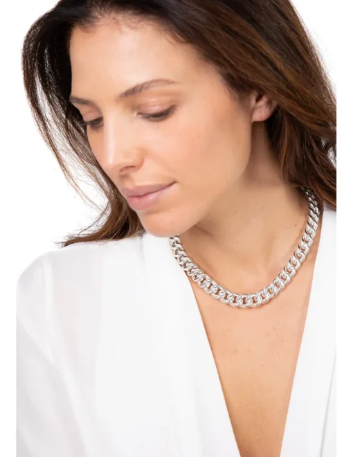 Collana Groumette Maglia M COLORE ARGENTO Bianco LUNGHEZZA COLLANA 40 cm