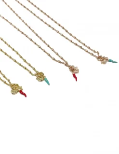 Collana Lucky COLORE ARGENTO Dorato COLORE SMALTO verde acqua