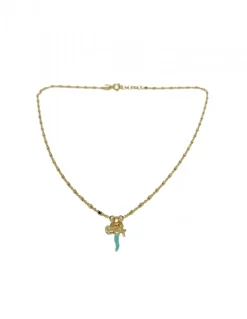 Collana Lucky COLORE ARGENTO Dorato COLORE SMALTO verde acqua