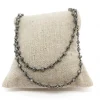 Collana Lunga Brunita con Cristalli Grigi