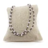 Collana Lunga Brunita con Cristalli Rosa Tenue