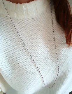 Collana Lunga Brunita con Cristalli Rosa Tenue
