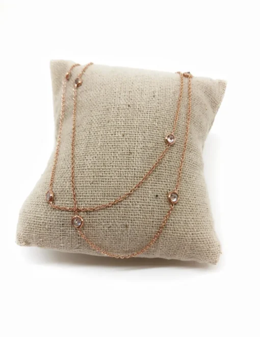 Collana Lunga con Zirconi Alternati COLORE ARGENTO Bianco