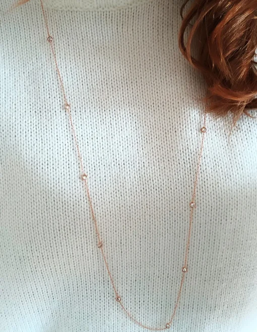 Collana Lunga con Zirconi Alternati COLORE ARGENTO Bianco