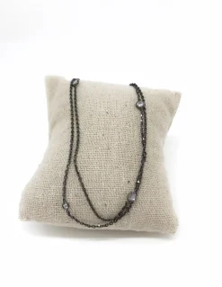 Collana Lunga con Zirconi Alternati COLORE ARGENTO Bianco