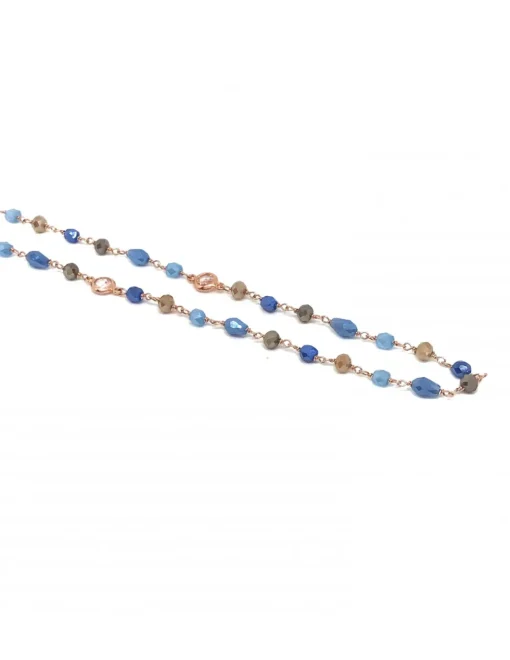 Collana Lunga Cristalli Fantasia Blu Mare