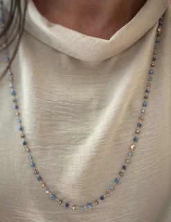 Collana Lunga Cristalli Fantasia Blu Mare