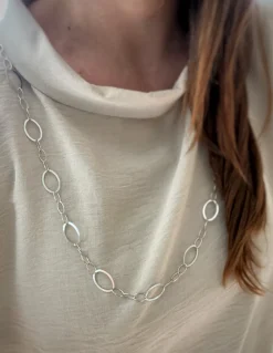 Collana Lunga Ovali COLORE ARGENTO Bianco