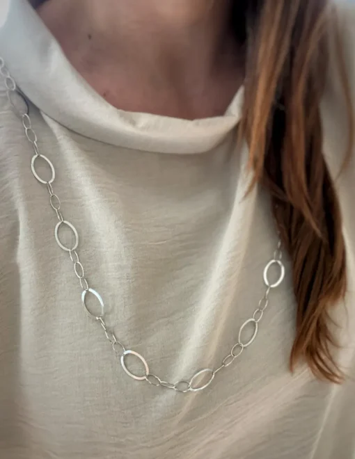 Collana Lunga Ovali COLORE ARGENTO Bianco