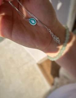 Collana Madonnina Smaltata COLORE ARGENTO Bianco COLORE SMALTO verde acqua