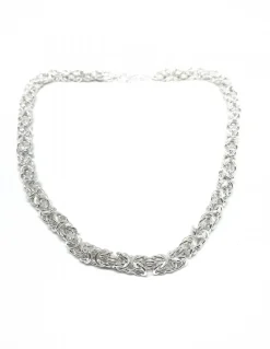 Collana Maglia Bizantina COLORE ARGENTO Bianco LUNGHEZZA COLLANA 40 cm GRANDEZZA DELLA MAGLIA S (5 mm)