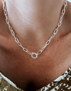 Collana Maglia Rettangolare Piccola COLORE ARGENTO Bianco LUNGHEZZA COLLANA 45 cm