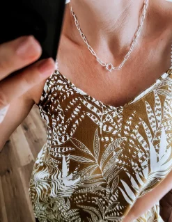 Collana Maglia Rettangolare Piccola COLORE ARGENTO Bianco LUNGHEZZA COLLANA 45 cm