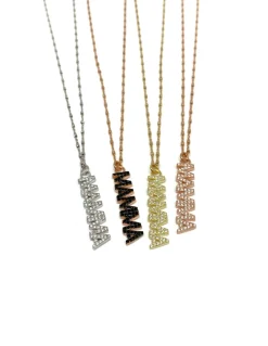 Collana Mamma COLORE ARGENTO Bianco COLORE ZIRCONI zirconi bianchi