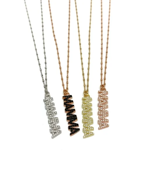 Collana Mamma COLORE ARGENTO Bianco COLORE ZIRCONI zirconi bianchi