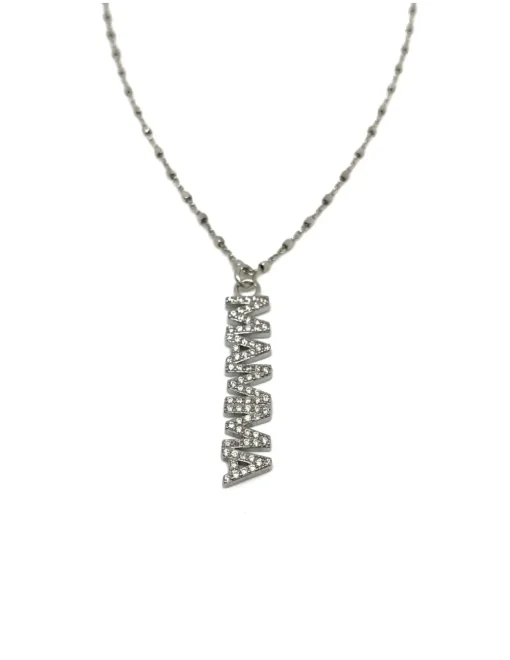 Collana Mamma COLORE ARGENTO Bianco COLORE ZIRCONI zirconi bianchi