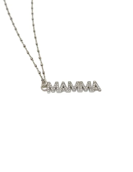 Collana Mamma COLORE ARGENTO Bianco COLORE ZIRCONI zirconi bianchi