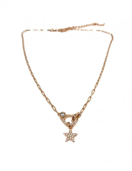 Collana Manetta e Stella Pendente COLORE ARGENTO Rosè