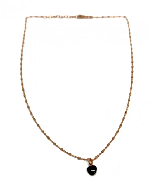 Collana Mini Heart COLORE ARGENTO Rosè COLORE SMALTO nero