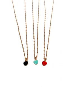 Collana Mini Heart COLORE ARGENTO Rosè COLORE SMALTO nero