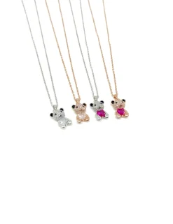 Collana Orsetto Mini COLORE ARGENTO Bianco COLORE PIETRA bianca