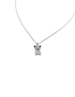 Collana Orsetto Mini COLORE ARGENTO Bianco COLORE PIETRA bianca