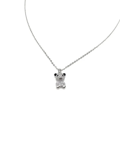 Collana Orsetto Mini COLORE ARGENTO Bianco COLORE PIETRA bianca