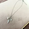 Collana Piuma Perla e Quadrifoglio