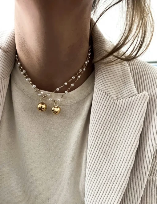 Collana Sfere e Perle con Pendente SOGGETTO cuore