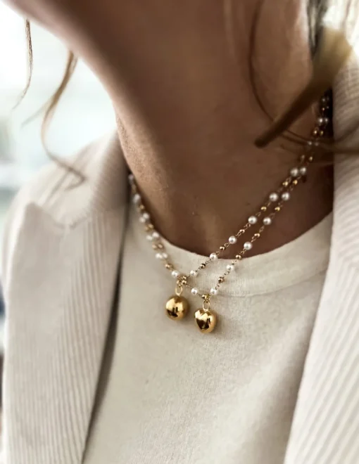 Collana Sfere e Perle con Pendente SOGGETTO cuore